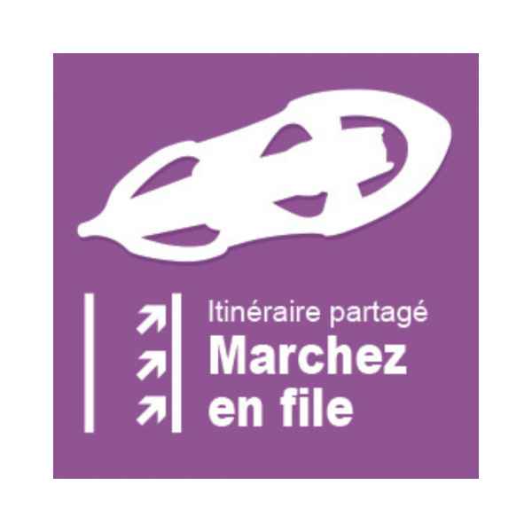 Panneau raquette rectangle Dibon 14x14cm flèches vers droite "Itinéraire partagé REC-DIB-227